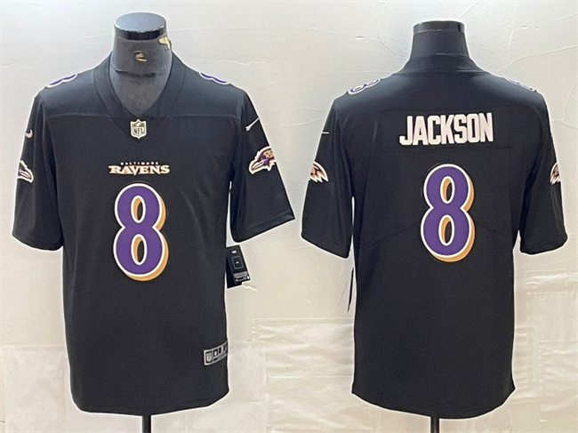 Men's Baltimore Ravens #8 Lamar Jackson Black Vapor Limited Football Jersey